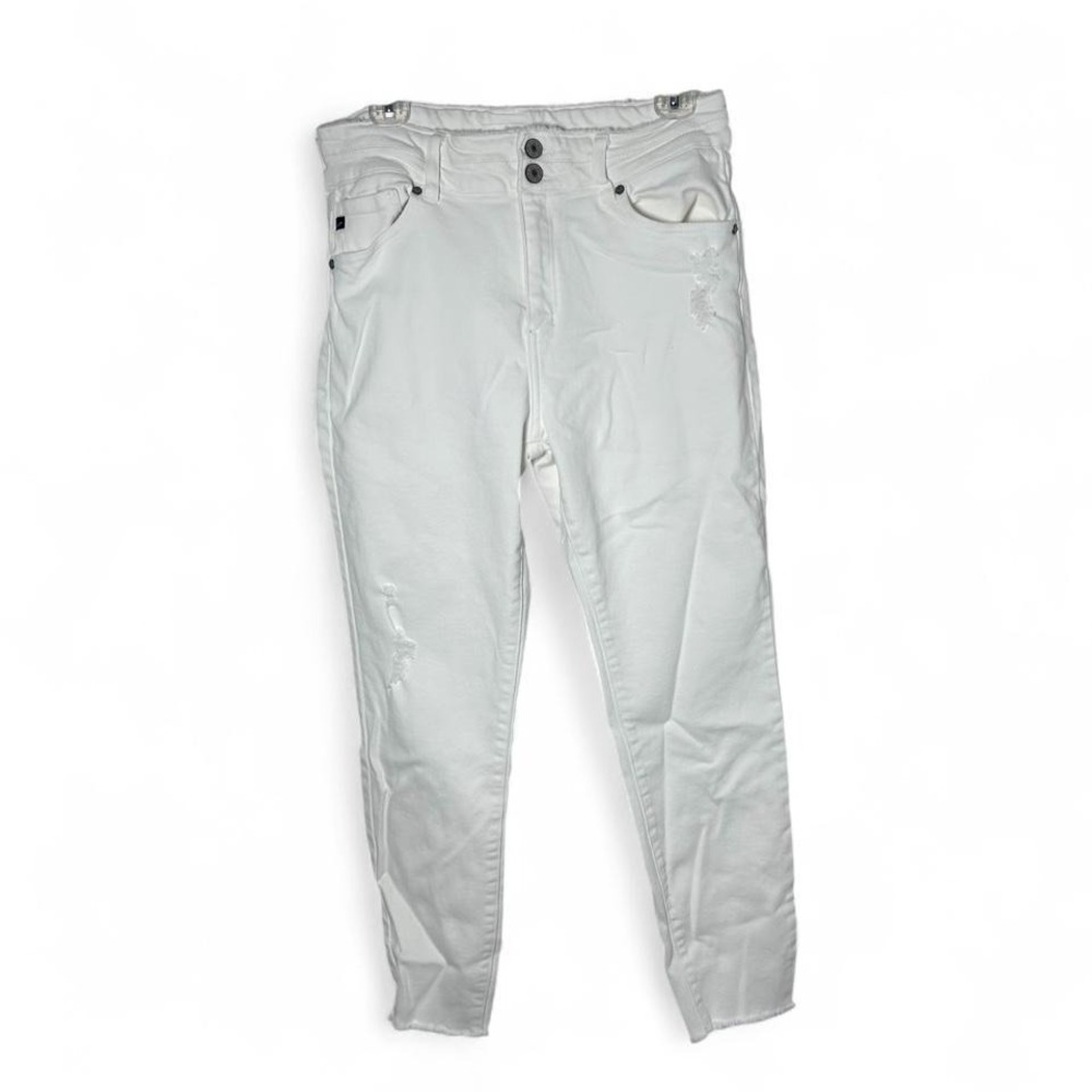 Kancan Jeans Women's White Distressed Stretch Pants high Rise Skinny Fray - Picture 1 of 7